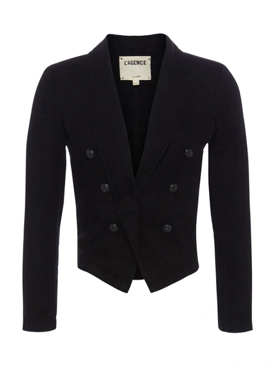 Shop L Agence Wayne Linen Blazer In Black