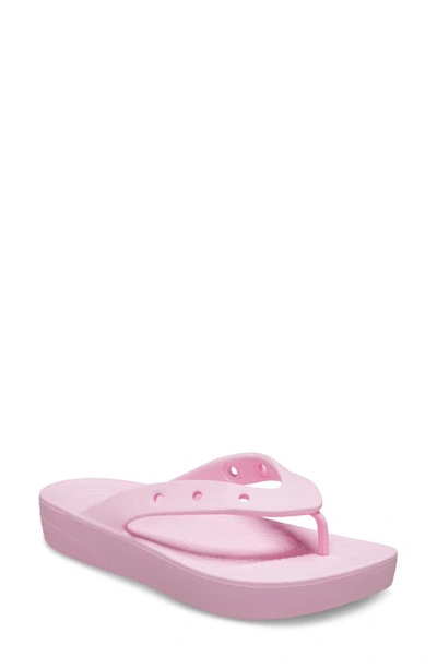 Shop Crocs Classic Platform Flip Flop In Flamingo