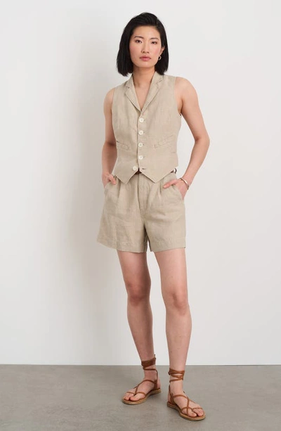 Shop Alex Mill Pleated Linen Shorts In Flax