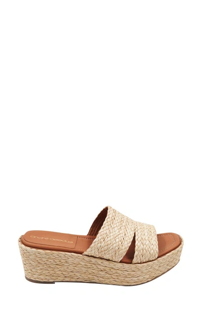 ANDRE ASSOUS SELENA RAFFIA PLATFORM SLIDE SANDAL 