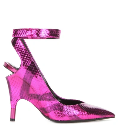 Shop Tom Ford Metallic Snakeskin Pumps In Pink