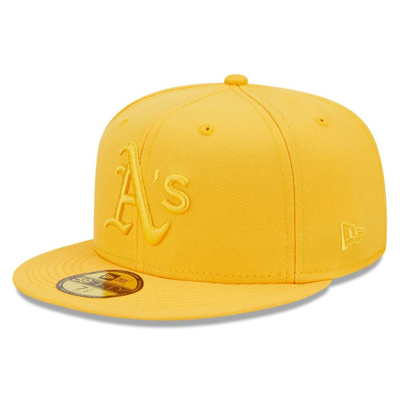 Shop New Era Gold Oakland Athletics Tonal 59fifty Fitted Hat
