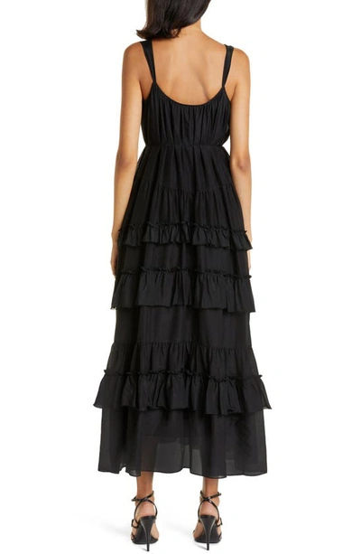 Shop Cinq À Sept Kandra Ruffle Tiered Cotton & Silk Blend Dress In Black