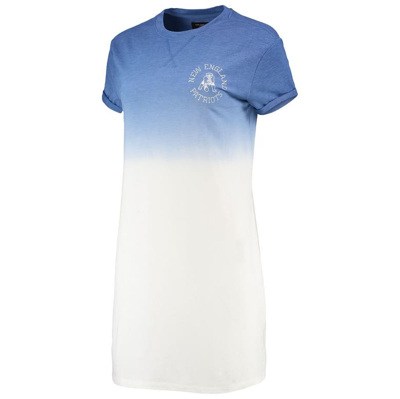 Shop Junk Food Heathered Royal/white New England Patriots Ombre Tri-blend T-shirt Dress In Heather Royal