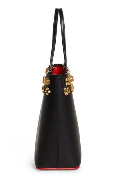 Shop Christian Louboutin Cabata Couronnes Seville Calfskin Leather Tote In Cm6s Black/ Gold
