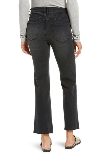 Wit & Wisdom 'ab'solution Skyrise Raw Hem High Waist Stretch Bootcut Jeans In Washed Black