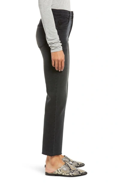 Wit & Wisdom 'ab'solution Skyrise Raw Hem High Waist Stretch Bootcut Jeans In Washed Black