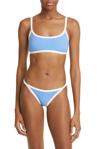 Shop Lisa Marie Fernandez Kk Two-piece Swimsuit In Azure/ Cream