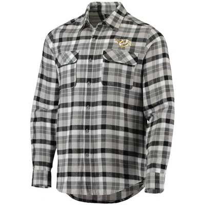Shop Antigua Black/gray Nashville Predators Ease Plaid Button-up Long Sleeve Shirt