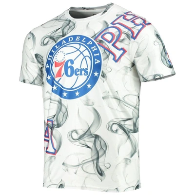 Shop Fisll White/black Philadelphia 76ers Asymmetric Bold Smoke T-shirt