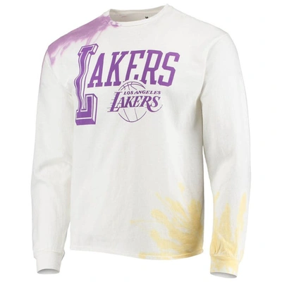 Shop Junk Food White Los Angeles Lakers Tie-dye Long Sleeve T-shirt