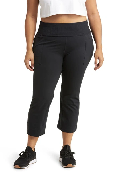 Zella High Waist Kick Flare Crop Leggings In Black ModeSens