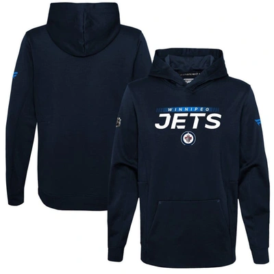 Shop Fanatics Youth  Branded Navy Winnipeg Jets Authentic Pro Pullover Hoodie