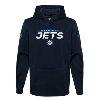 Shop Fanatics Youth  Branded Navy Winnipeg Jets Authentic Pro Pullover Hoodie