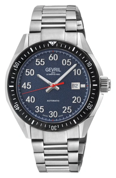 Shop Gevril Ascari Swiss Automatic Bracelet Watch, 42mm In Silver Black