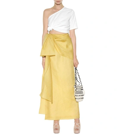 Shop Rosie Assoulin Hustle & Bustle Jacquard Silk And Cotton-blend Maxi Skirt In Yellow