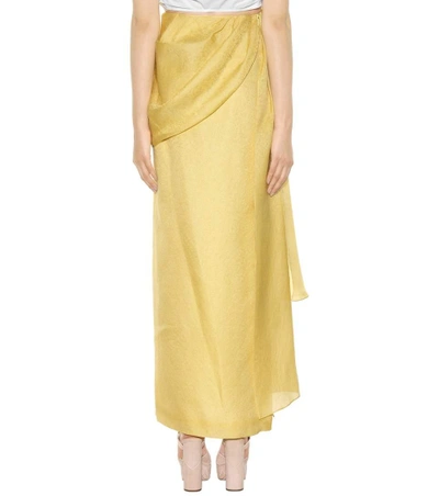 Shop Rosie Assoulin Hustle & Bustle Jacquard Silk And Cotton-blend Maxi Skirt In Yellow