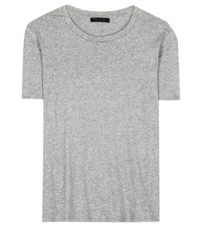 The Row Wesler Crewneck Short-sleeve Heathered Cotton Top In Gray