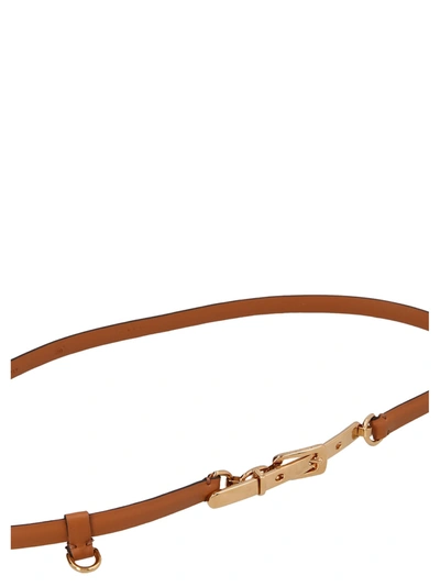 Shop Etro Thin Leather Belt In Brown