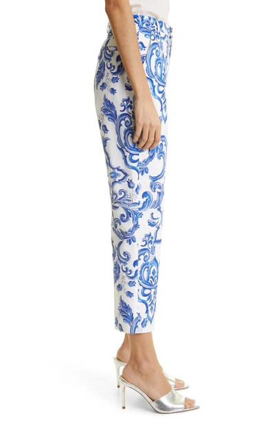 Shop L Agence Ludivine Stretch Cotton Ankle Trousers In Wht M Mediterranean Tl
