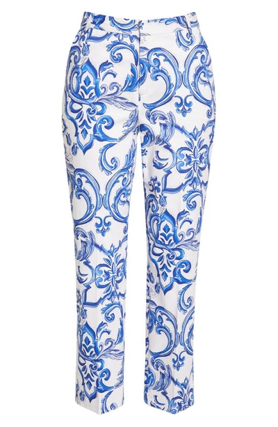 Shop L Agence Ludivine Stretch Cotton Ankle Trousers In Wht M Mediterranean Tl