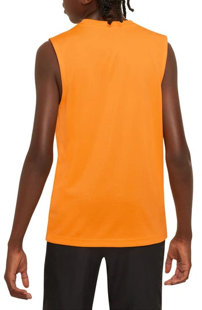 Shop Nike Kids' Dri-fit Sleeveless Tank Top In Vivid Orange/ White
