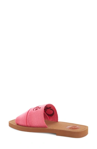 Chloé Woody Logo-print Slides In 9r5 Pink-red 1