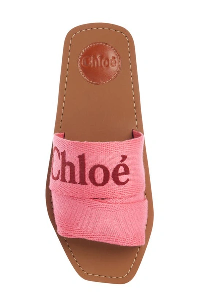 Shop Chloé Woody Slide Sandal In Pink/ Red