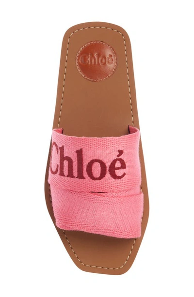 Chloé Woody Logo-print Slides In 9r5 Pink-red 1