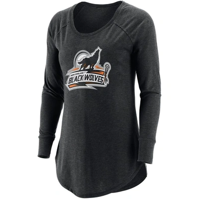 Shop Adpro Sports Black New England Black Wolves Primary Logo Tri-blend Long Sleeve T-shirt