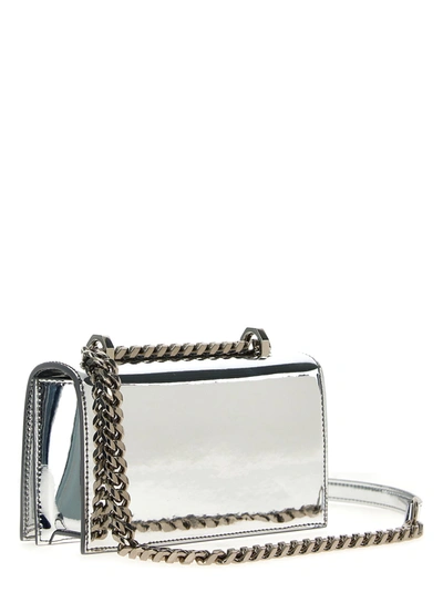 Shop Alexander Mcqueen 'mini Jewelled Sat Leather' Crossbody Bag In Silver