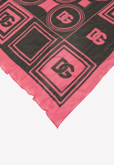 Dolce & Gabbana Dg Print Scarf In Crepe Silk In Pink