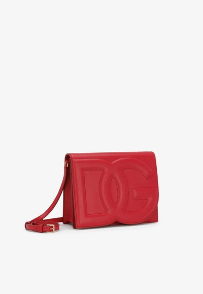 Dolce & Gabbana Dg Logo Crossbody Bag In Calf Leather In Red