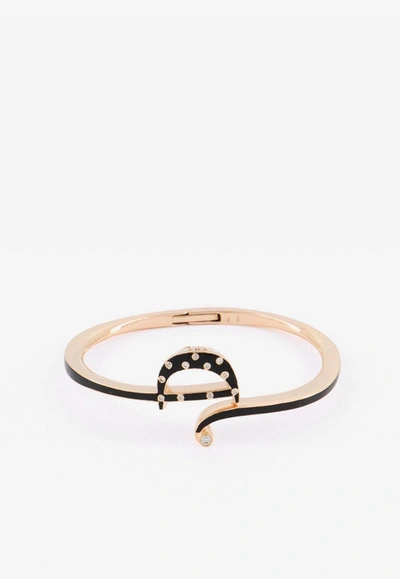 Djihan D Shaped Diamond Paved Bracelet In 18-karat Rose Gold In Rose Gold