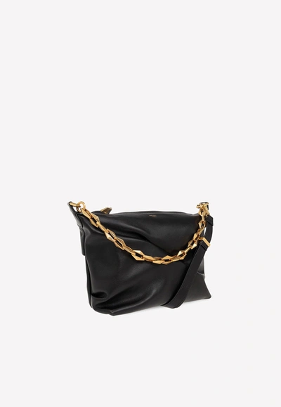 Jimmy Choo Diamond Hobo Chained Shoulder Bag In Black