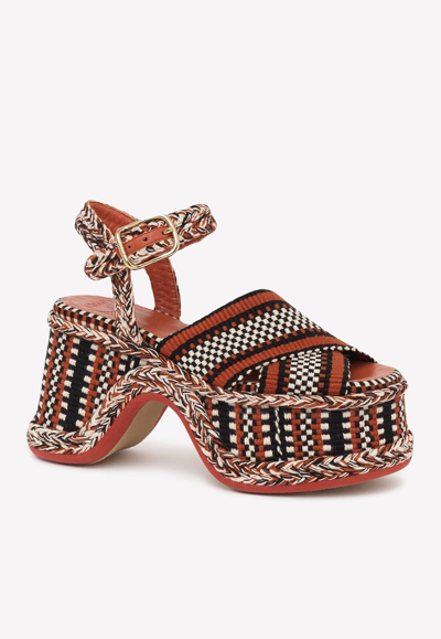 Chloé Meril High-heel Sandal Red Size 6 100% Cotton, Lambskin, Quercus Suber, Farmed, Coo Spain In Brown