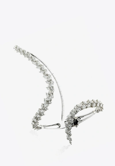 Shop Yeprem Diamond Curved Bracelet In 18-karat White Gold