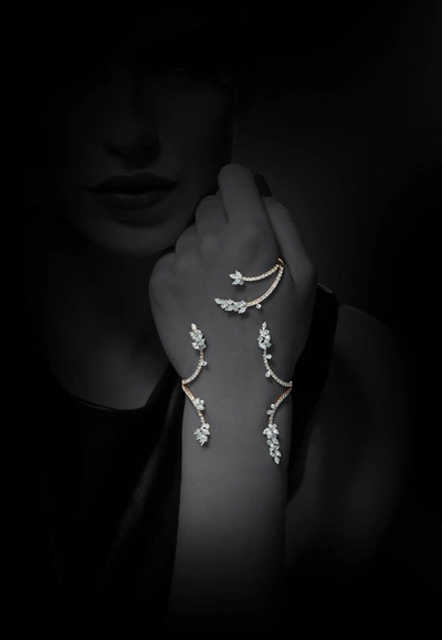 Shop Yeprem Diamond Hand Piece Bracelet In 18-karat White Gold