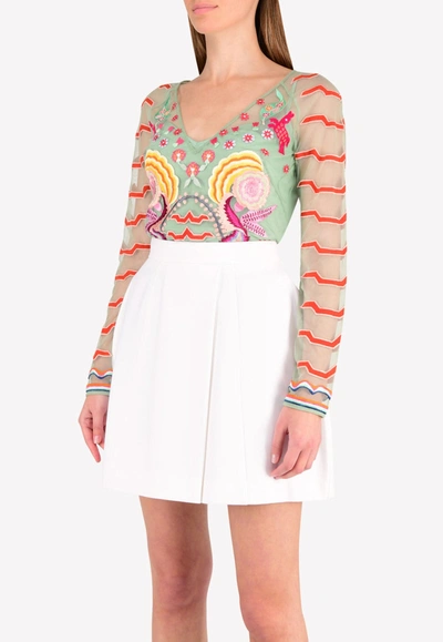 Temperley London Chimera V-neck Top In Green