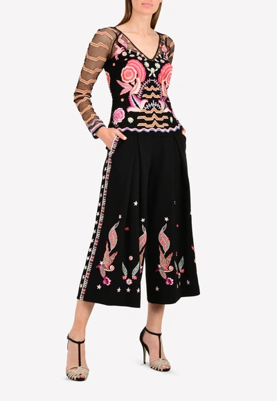 Temperley London Chimera V-neck Top In Black