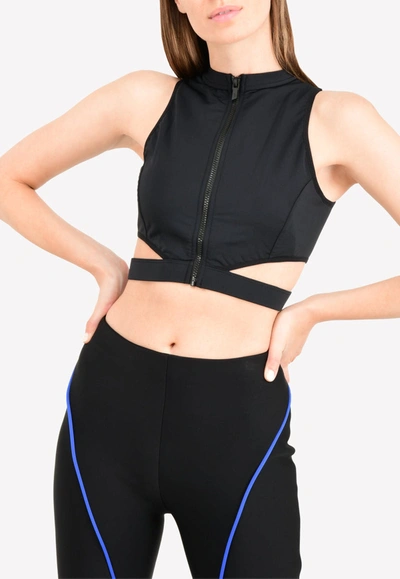 Cushnie Et Ochs Cut-out Mesh Combo Bra Top In Black