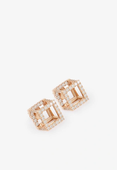 Shop Djihan Cube Mirage Diamond Earrings In 18-karat Rose Gold