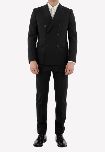 Tonello Double-breasted Wool Suit Set In Black