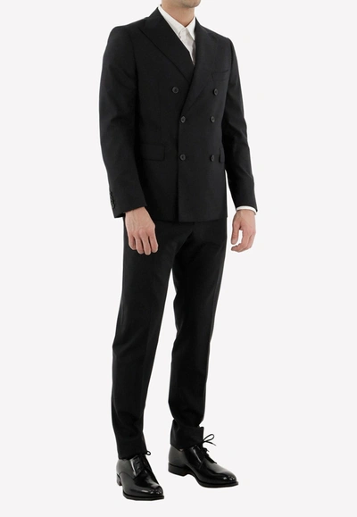 Tonello Double-breasted Wool Suit Set In Black