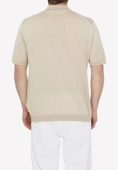 Shop John Smedley Classic Short-sleeved Polo T-shirt In Beige