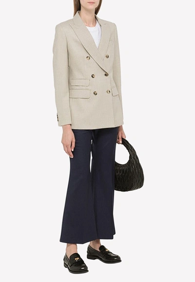 Shop Max Mara Double-breasted Blazer In Wool In Dove