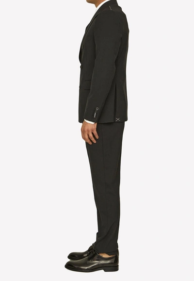 Shop Tonello Double-breasted Wool Suit In Black