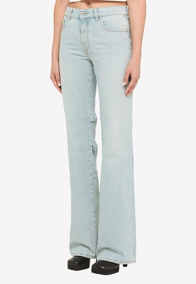 Shop Off-white Flared Slim Jeans In Blue