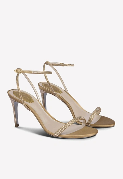 René Caovilla Ellabrita 80 Crystal-embellished Sandals In Beige