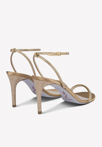 René Caovilla Ellabrita 80 Crystal-embellished Sandals In Beige